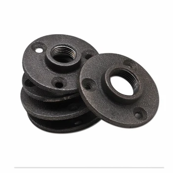 

1pcs1/2" 3/4" Black Decorative Malleable Iron Floor/Wall Flange Malleable Cast Iron Pipe Fittings BSP Threaded Hole
