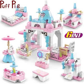 

131Pcs 6in1 Building Blocks Mini Garden Princess Figure Friends Building Blocks Children's Enlightenment Toys Princess Toys