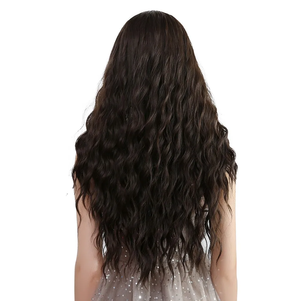 26 &quotдлинные смешанные коричневые женские парики с челкой воды волна