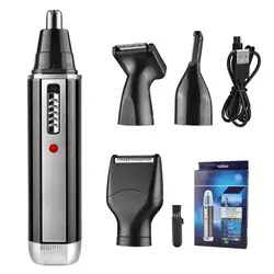 USB Rechargeable Nose Hair Trimmer Electric Removal Clipper Razor Shaver Epilators Waterproof Dual Edge Blades Nose Trimmer