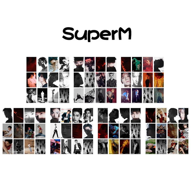 

Kpop SuperM 1st Album Photo Card Fashion K-POP SuperM BAEKHYUN TAEYONG LUCAS MARK KAI Postcard LOMO Card Fans Gifts 12Pcs/Set