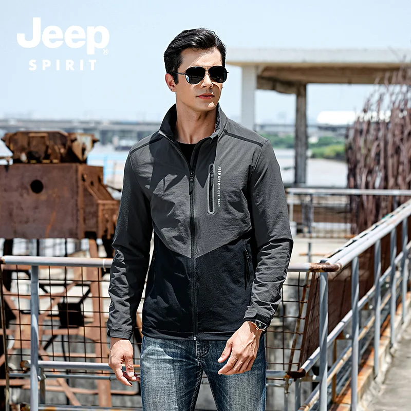 JEEP SPIRIT/Новые осенние куртки, повседневная мужская куртка в стиле пэчворк, ветровка, пальто для мужчин, плюс размер, M-4XL, тонкая верхняя одежда