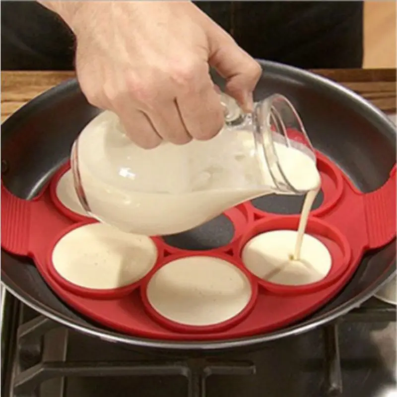 

7 Rings Pancake Mold Silicone Nonstick Pancake Mold Cooking Tool Egg Ring Maker Cheese Egg Cooker