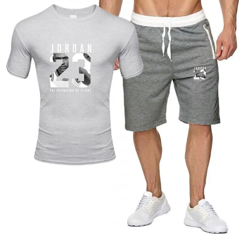 2 חתיכה להגדיר גברים תלבושות ירדן 23 חולצה הקיץ קצרים סט אימונית גברים ספורט חליפת ריצה טרנינג כדורסל ג 'רזי