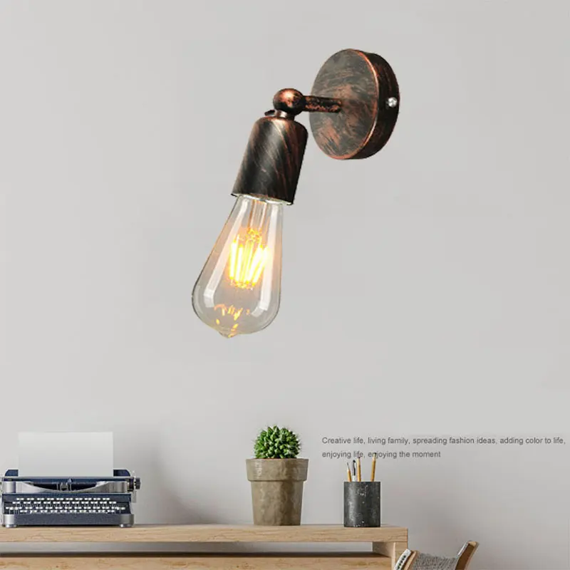 

E27 single head American industrial style retro wall lamp simple bedside lamp Nordic iron Loft Restaurant Bar aisle lamp Light