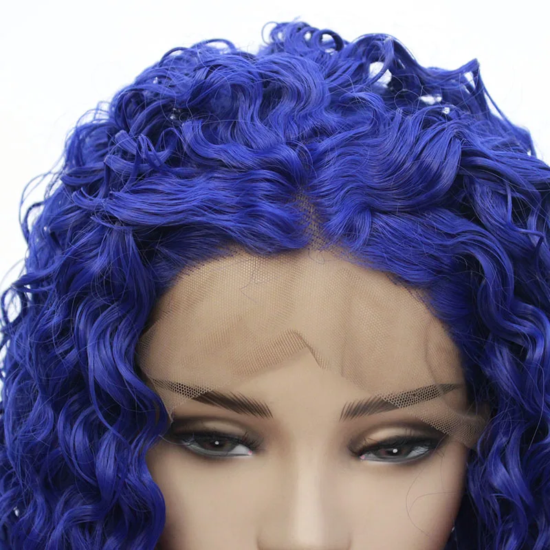 Натуральные волосы, мягкий черный/синий/коричневый синтетический кудрявый парик на кружеве, жаростойкий, свободная часть, дешевый парик для женщин