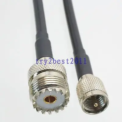 

DHL/EMS 20 Sets RG58 miniUHF plug pin to UHF SO239 jack pin Straight Jumper pigtail Cable 20inch -C1