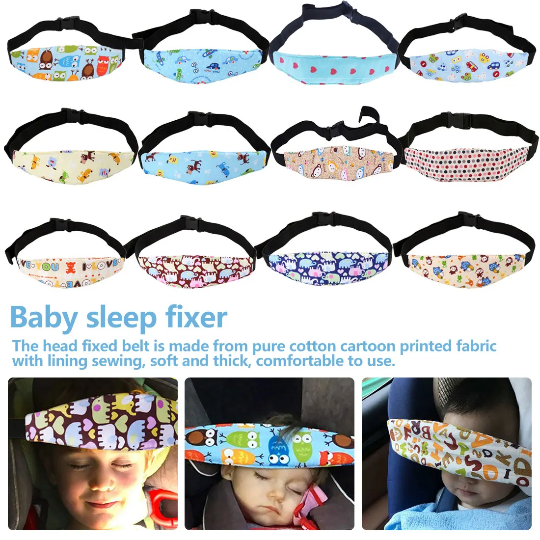 Practical Safety Car Seat Sleep Nap Aid Kids Head Support Holder Belt Owl Head Band