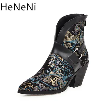 

brand fashion Snake print microfiber leather women ankle boots pointed toe western cowboy boots women wedges riding runway boots