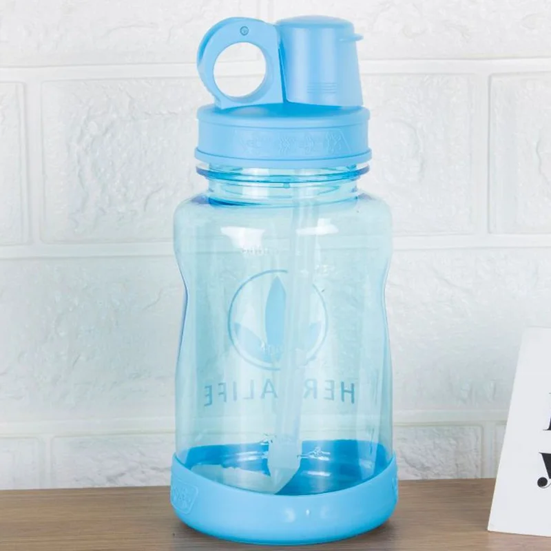 Blue 600ml Blue Pink Color Herbalife Nutrition Leakproof seal Brief Creative portable Sport Drinking Carry Strap Straw Water bottle - Цвет: Blue
