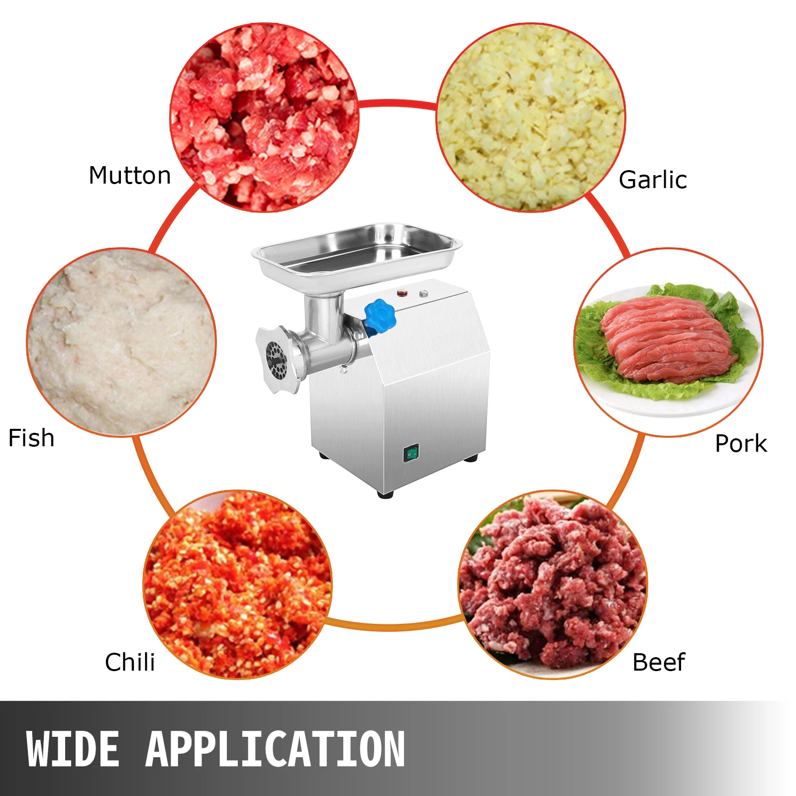 VEVOR 250Kg/H Electric Meat Mincer Grinder 1100W Commercial Kitchen Chopper Food Processor Sausage Maker Machine Home Appliance 2