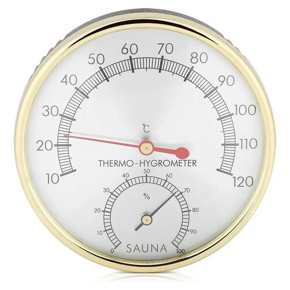 

Sauna Thermometer Metal Dial Hygrometer Humidity Temperature Measurement Meter Indoor Room Accessory