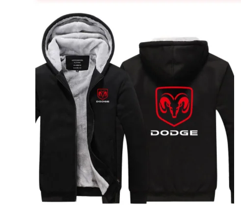 Мужская толстовка с капюшоном на молнии зимняя Толстовка Dodge длинным рукавом