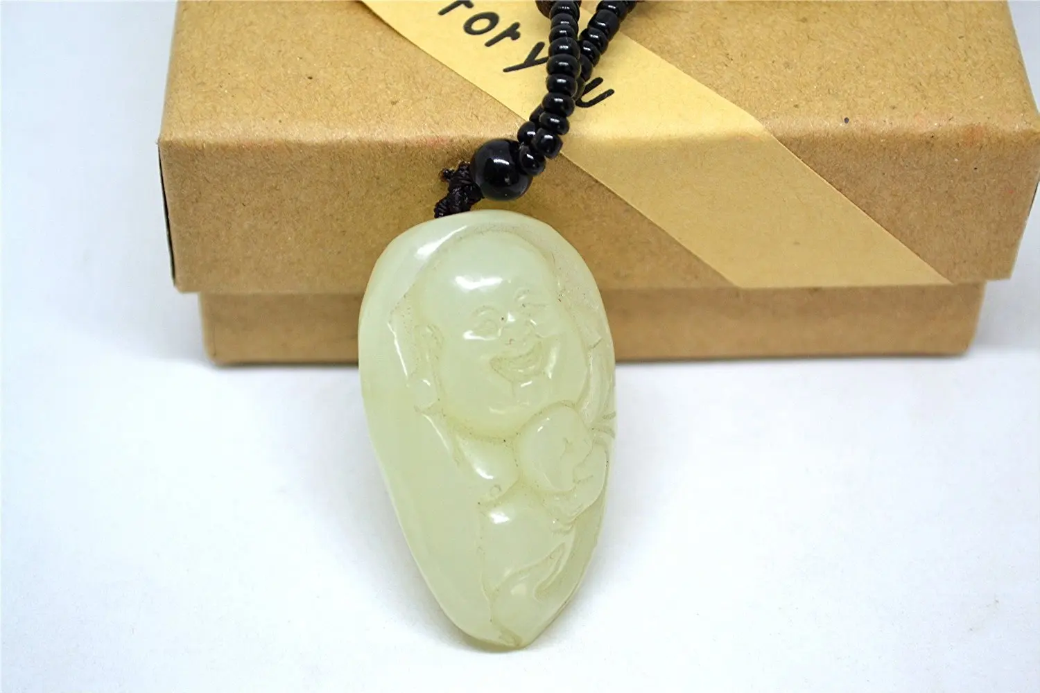 LETSFUN Fine Jewelry натуральный Wada Jade Maitreya Будда Кулон ожерелье свитер цепь подарок