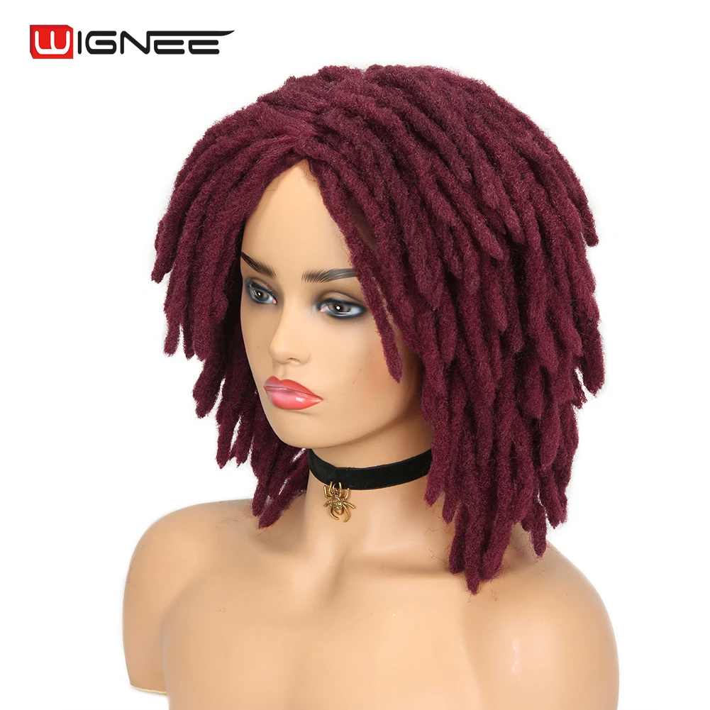 Locs Wig Hair Braided Wignee Black-Women Short Crochet Twist Synthetic-Fiber High-Heat