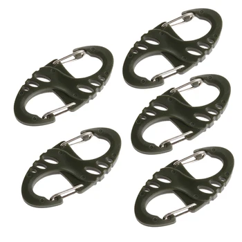 

New 5PCS Plastic Steel Climbing Hook S Type Carabiner Dual Buckle EDC Keychain Mini