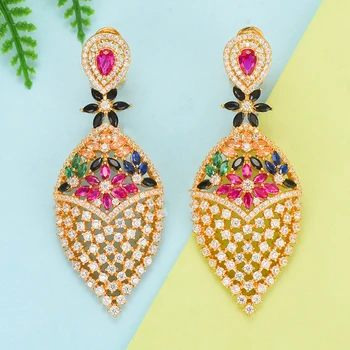 

GODKI 2019 Wedding DUBAI Bridal Earrings Waterdrop Luxury Cubic Zircon Round Statement Big Hoop Earrings For Women