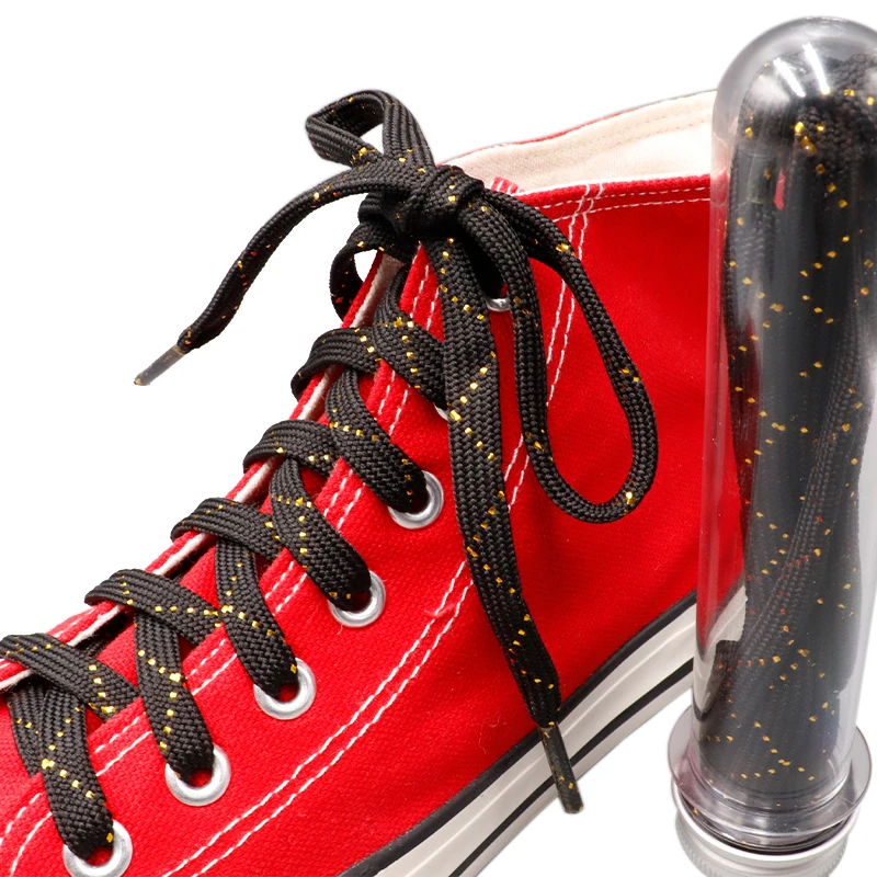 

Coolstring 8MM Charmed Metallic Yarn Laces Shining White Black Shoelaces Trendy Women Sneaker Boot Canvas Sport Shoe 350 Cordons