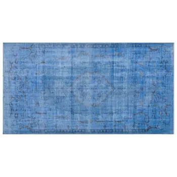 

Handmade Blue Vintage Overdyed Turkish Area Rug 138x253 Cm-4'6''X8'4''