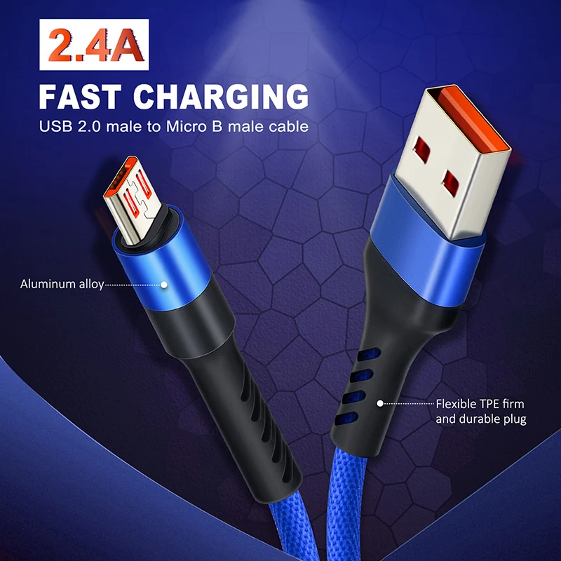 Кабель Micro USB CABLETIME C246 для мобильных телефонов зарядный шнур с 2.4A Samsung Xiaomi