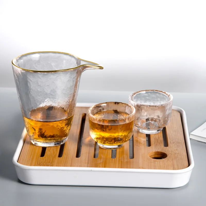 Japanese Style Glass Fair Cup Simple with Glod Rim Tea Maker Kung Fu Tea Lique Divider Gongdao Mug Teaware