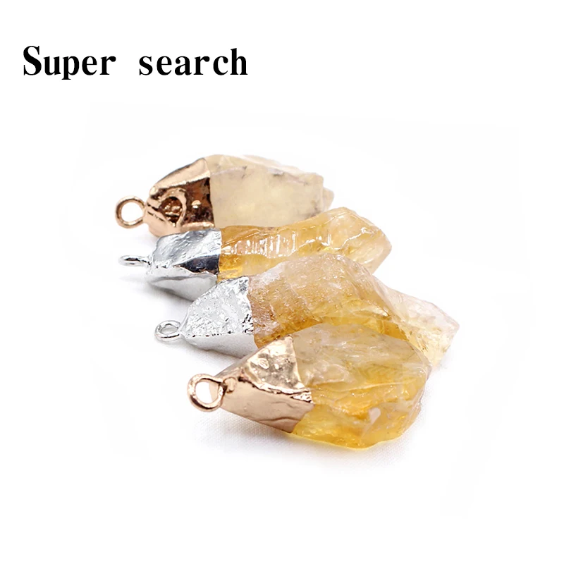 

Natural Cluster Stone Backbone Raw ore Yellow Crystal Bud DIY Necklace Pendant Original Accessories