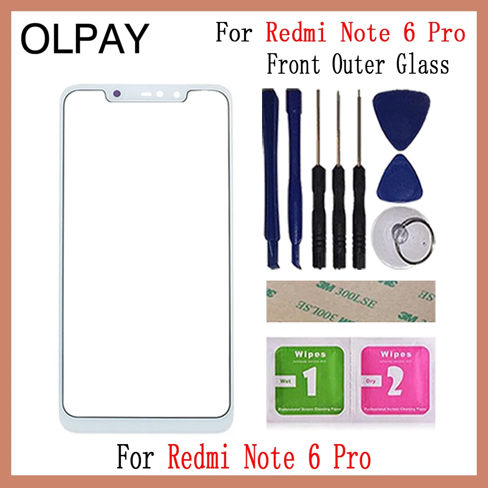 White With Tools Сенсорный экран стекло для Xiaomi Redmi Note 6 Pro Note 7 Note 7 Pro сенсорный экран ЖК-дисплей внешнее стекло замена - Цвет: White With Tools