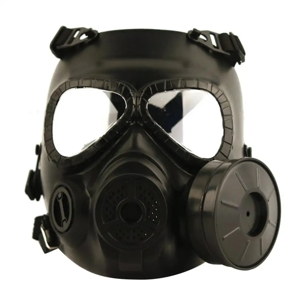 M04 противогаз полевая тактическая маска череп впитывает Анти-туман двойной ветер барабан с вентилятором противогаз - Цвет: Серый