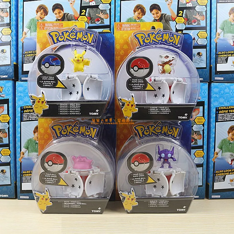 

Original Pokemon Pikachu Doll Explosion Touch Flip Ball with Box Pokeball Player Cartoon Anime Model Children's Toy Christmas