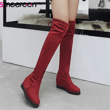 

Smeeroon 2020 new arrival over the knee boots women slim solid colors autumn winter wedges shoes elegant stretch boots woman