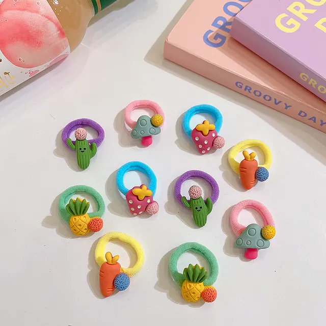 100Psc/Set Lovely Colorful Hair Bands For Girls Nylon Hair Ties Kids Candy Color Elastic Rubber Band Scrunchie Hair Accessories 10pcs-16