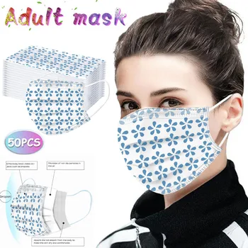 

50PCS Adult Disposable Mask macarillas mondmasker 3 Layers non-woven design non-woven masque visage de soin mask for face