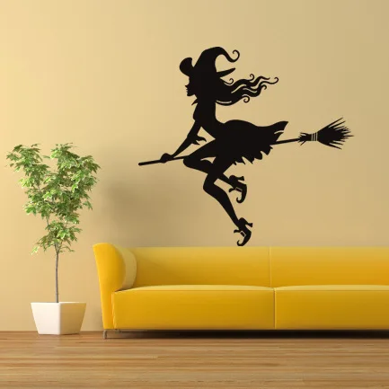 

Bat Witches Witch Broom Halloween Stickers Carved Wall Stickers