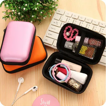 

Storage box helmet case closet organizer bag Mini hard leather zipper earphone storage bag earphone pouch box#15