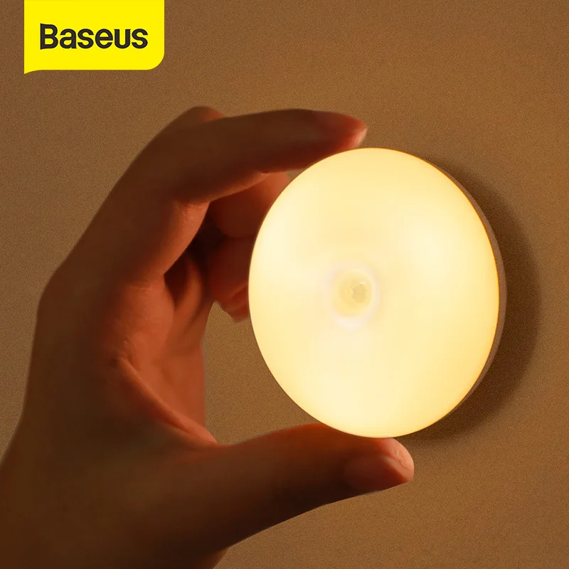 

Baseus LED Night Light PIR Intelligent Motion Sensor Nightlight LED Body Motion Rechargeable Night Lamp for Bedroom Stairs