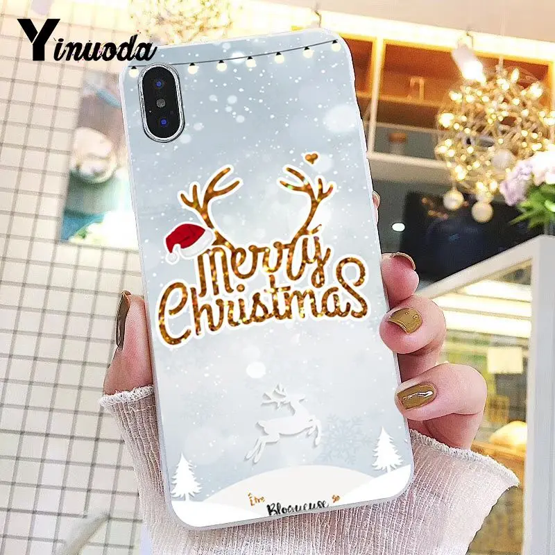 Yinuoda, Рождество, Год, олень, чехол, чехол для телефона, для iPhone 8, 7, 6, 6S Plus, X, 5, 5S, SE, XR, XS, XSMAX, чехол, Fundas Capa