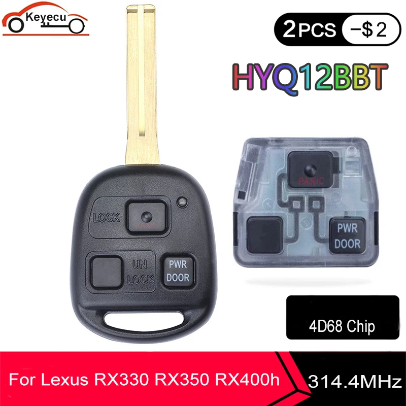 Запасная деталь KEYECU с 3 кнопками 314 4 МГц 4D68 для Lexus RX330 RX350 RX400h RX450h TOY48 Blade FCC ID: HYQ12BBT |