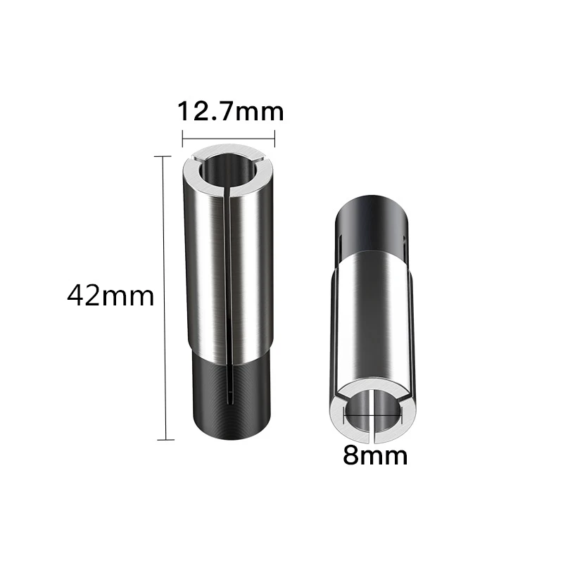 12,7 мм-3,175 4 6 6,35 8 10 mm-1PCS, бесплатный почтовый цанговый конверсионный втулка Высокоточный адаптер, аксессуары для гравировального станка - Длина режущей кромки: 12.7mm-8mm