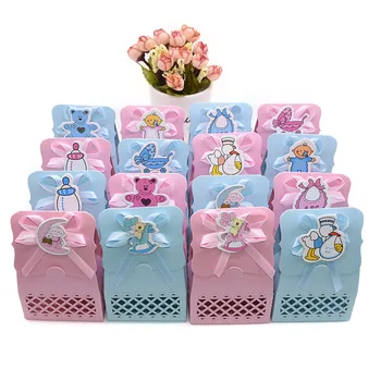

12pcs 6.4*3.5*10.2cm Pearl Paper Gift Box Little Baby Bear Bow Candy Box Wedding Party Baby Shower Snack Gift Packing Supplies 7