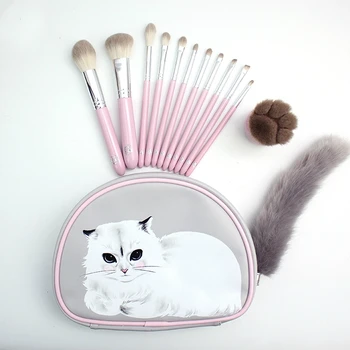 

Professional 12pcs Makeup Brush Set Make Up Brushes +cat Bag Brochas Maquillaje Pinceaux Maquillage sm1
