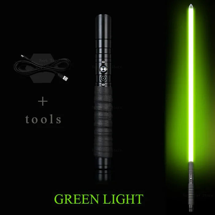 Световой меч Jedi sith Luke Light Saber Force FX Heavy Dueling перезаряжаемый меняющийся цвет звук FOC Блокировка металлическая ручка меч - Цвет: black-green