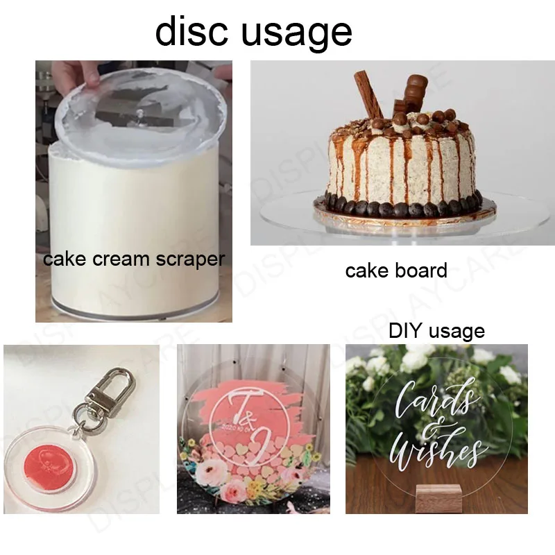 1PCS 3mm Clear Cast Acrylic Circle Cake Decor Discs Blank Plexiglas Boards DIY Supplies
