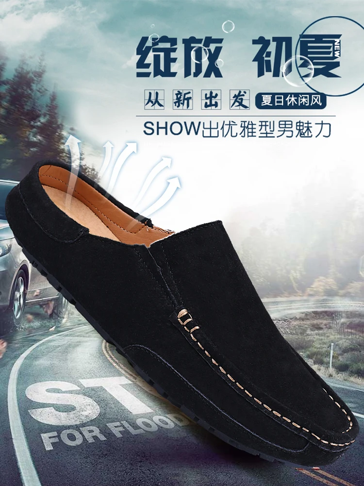 Man Summer Fashion Pig Skin Casual Half Shoe Male Breathable Soft Backless Half Loafers Hombre Open Back Leather Comfy Mocassins