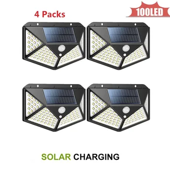 

LED Solar Power Wireless PIR Motion Sensor Wall Light 100 LEDs Waterproof Outdoor Home Garden Street Yard Security lamp 4 sided