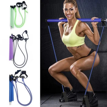 

Fitness Workout Pilates Stick Bar with Resistance Band Gym Yoga Squat Training for Effective Working-out Accessories
