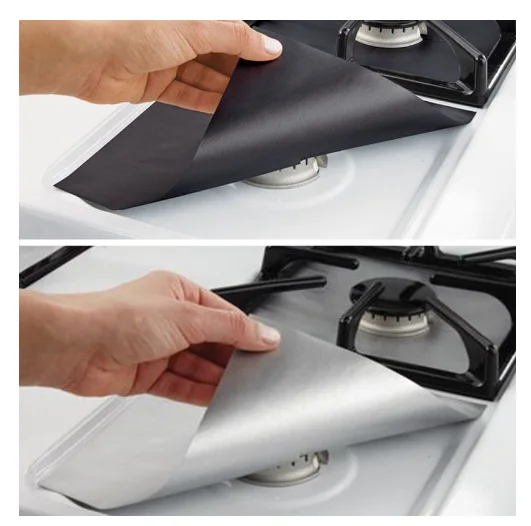 4 шт./лот многоразовые газовые протекторы для плиты из алюминиевой фольги с