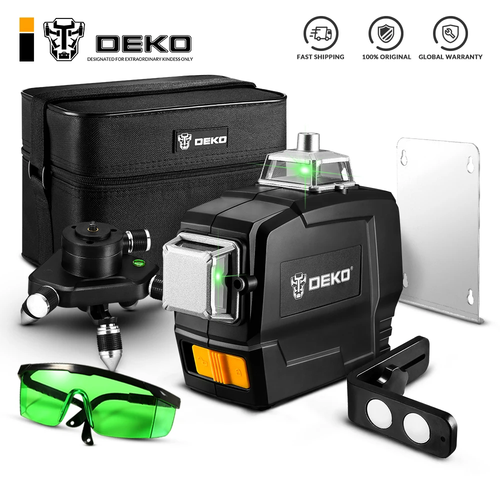 DEKO DKLL12PB1 Series 12 Lines 3D Green Laser Level ClassII Horizontal And Vertical Cross Lines Self Leveling|Laser Levels| - AliExpress