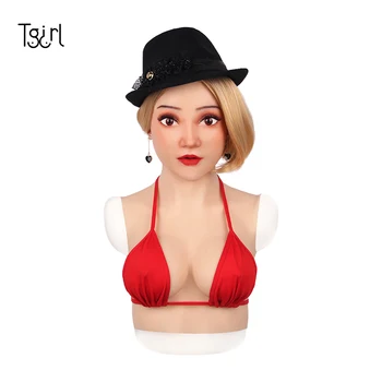 

Female Silicone Headwear With C Cup Boobs Face Artificial Breast Forms For Crossdresser Transgender Dragqueen