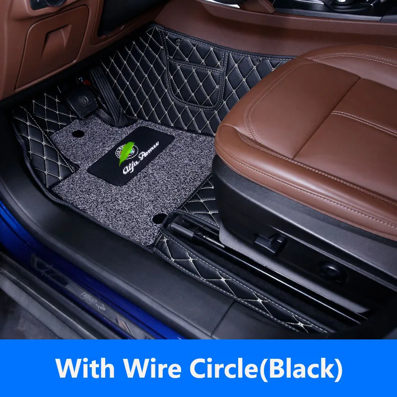 Black With Wire Mat QHCP напольный коврик автомобильный коврик для ног Проводные коврики подкладка подушка коврик для обуви кожаные противоскользящие все окруженные для Alfa Romeo Stelvio - Название цвета: Black With Wire Mat