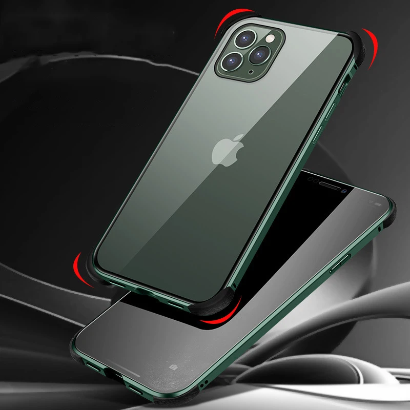 

Antispy Magnetic Case For iPhone 11 Pro XR XS Max Four Sides Anti Knock Peeping Front Back Glass Cover For iPhone 6S 7 8 Plus